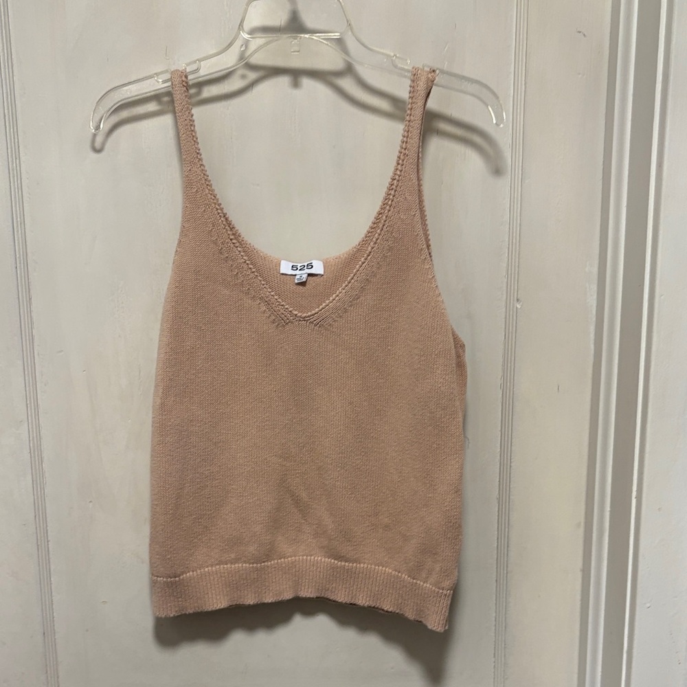 525 Knitted Crochet Women's Tan Camisole Tank Top Medium